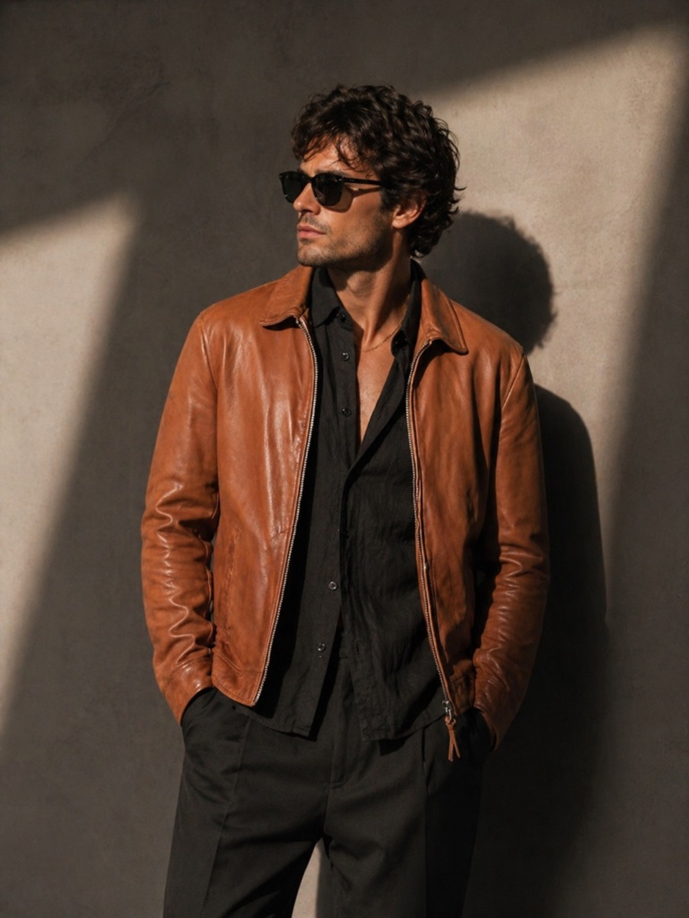 Superdry Men’s Genuine Lambskin Biker Leather Jacket Brown Size 2XL Full Zip